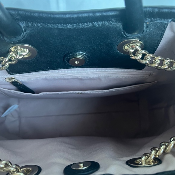 Kate Spade New York Bloom Logo Quilted Leather Backpack Black Drawstring Chain - Picture 9 of 14